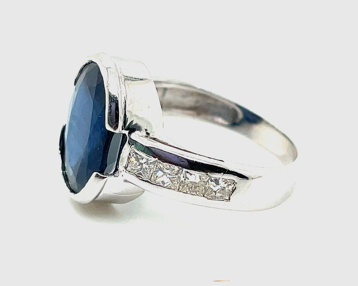 Princess Sapphire Diamond Ring.-photo-2