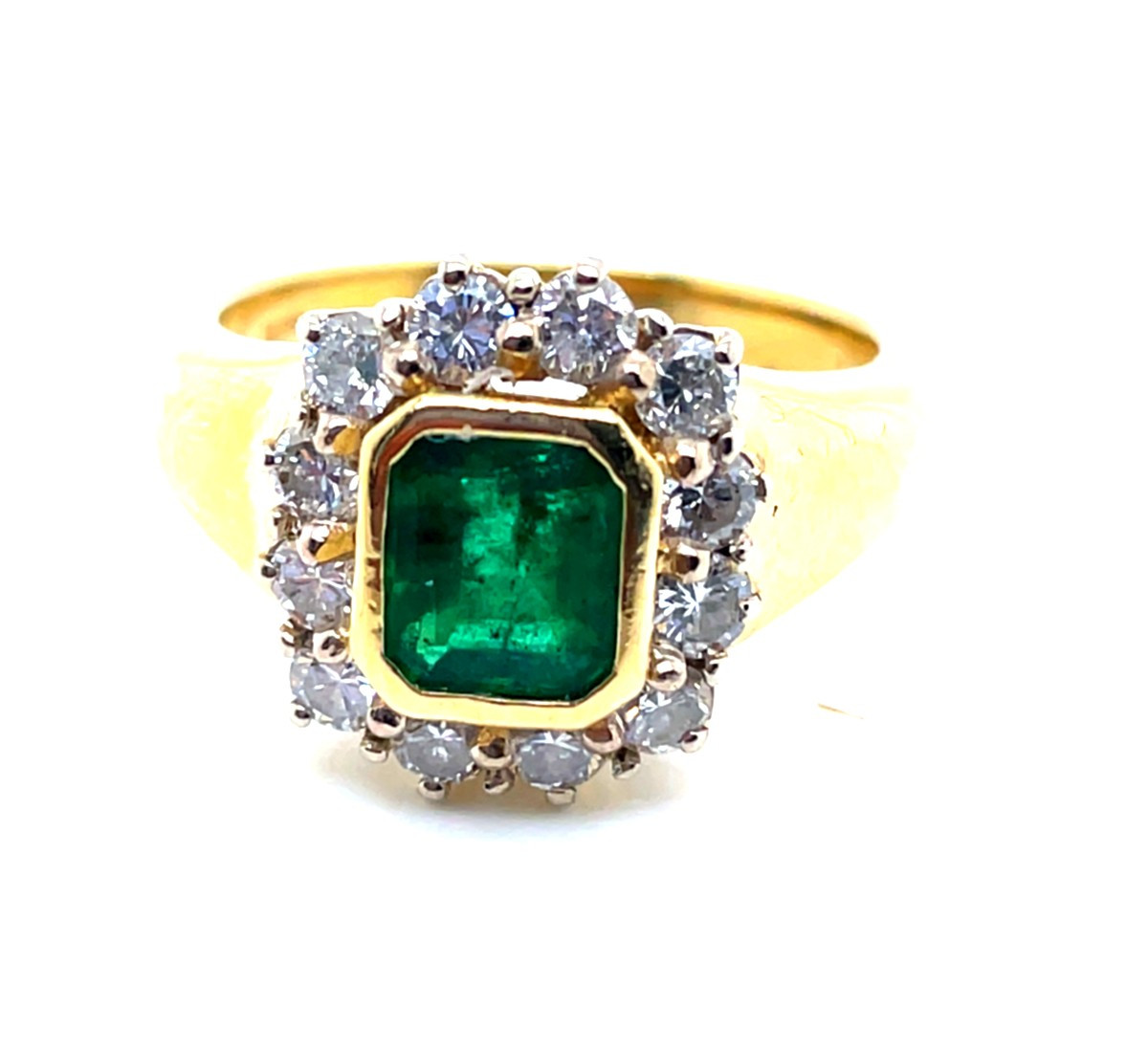 Yellow Gold Emerald And Diamond Entourage Ring