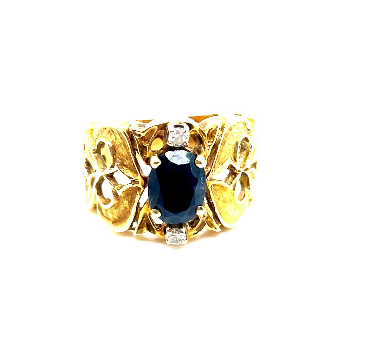 Bague Bandeau Saphir Diamants Or Jaune