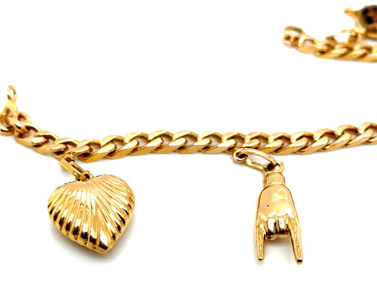 Yellow Gold Charm Bracelet-photo-4