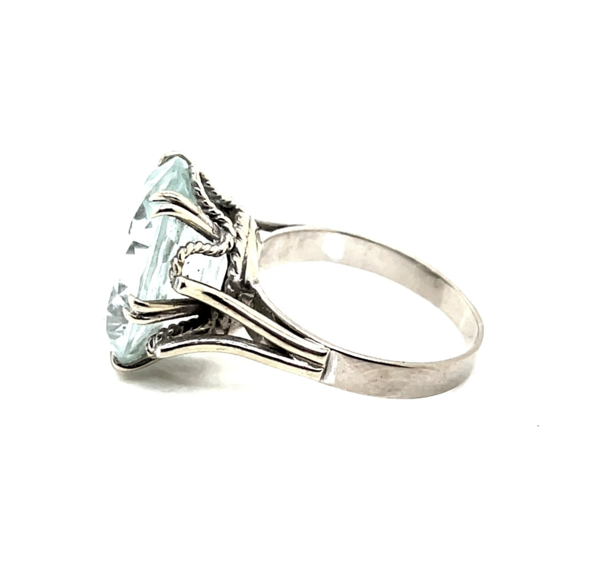 Bague Ancienne Aigue-Marine Or Blanc-photo-2
