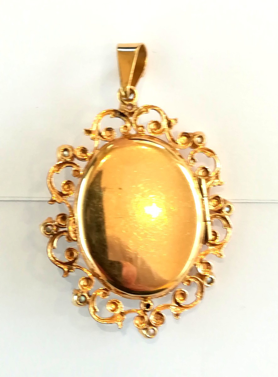Napoleon III Yellow Gold Photo Holder Pendant-photo-2
