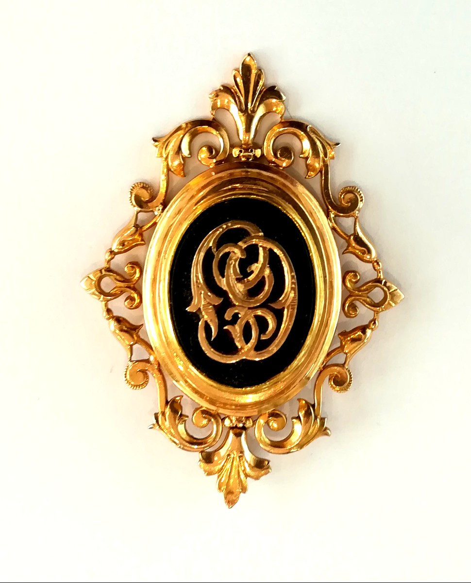 Pendentif Napoléon III Or Onyx