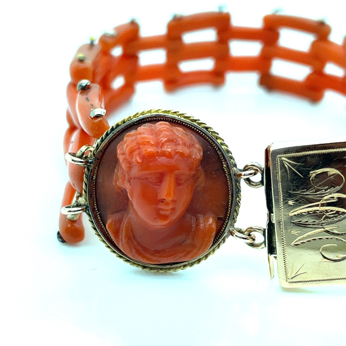 2 Coral Cameo Bracelet 19th Century-photo-2