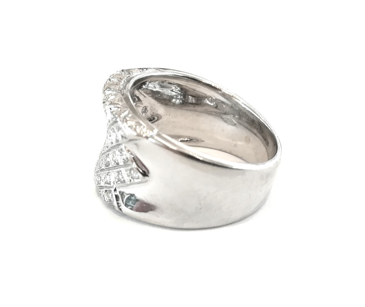 Bague Bandeau Diamants Or Blanc-photo-2