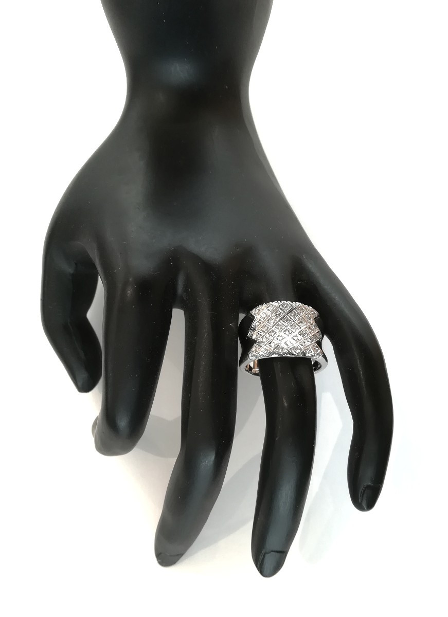 Bague Bandeau Diamants Or Blanc-photo-4