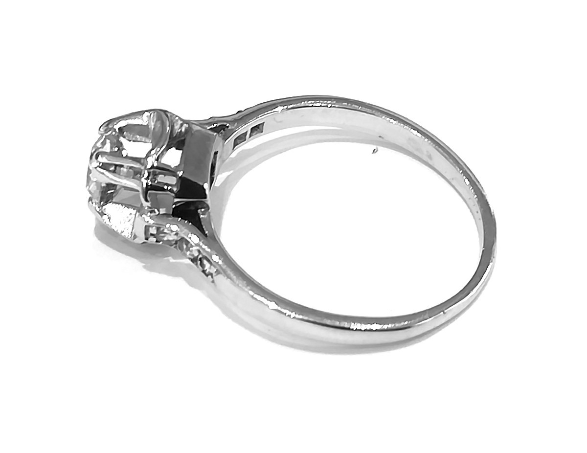 Solitaire ancien Diamant Platine-photo-3
