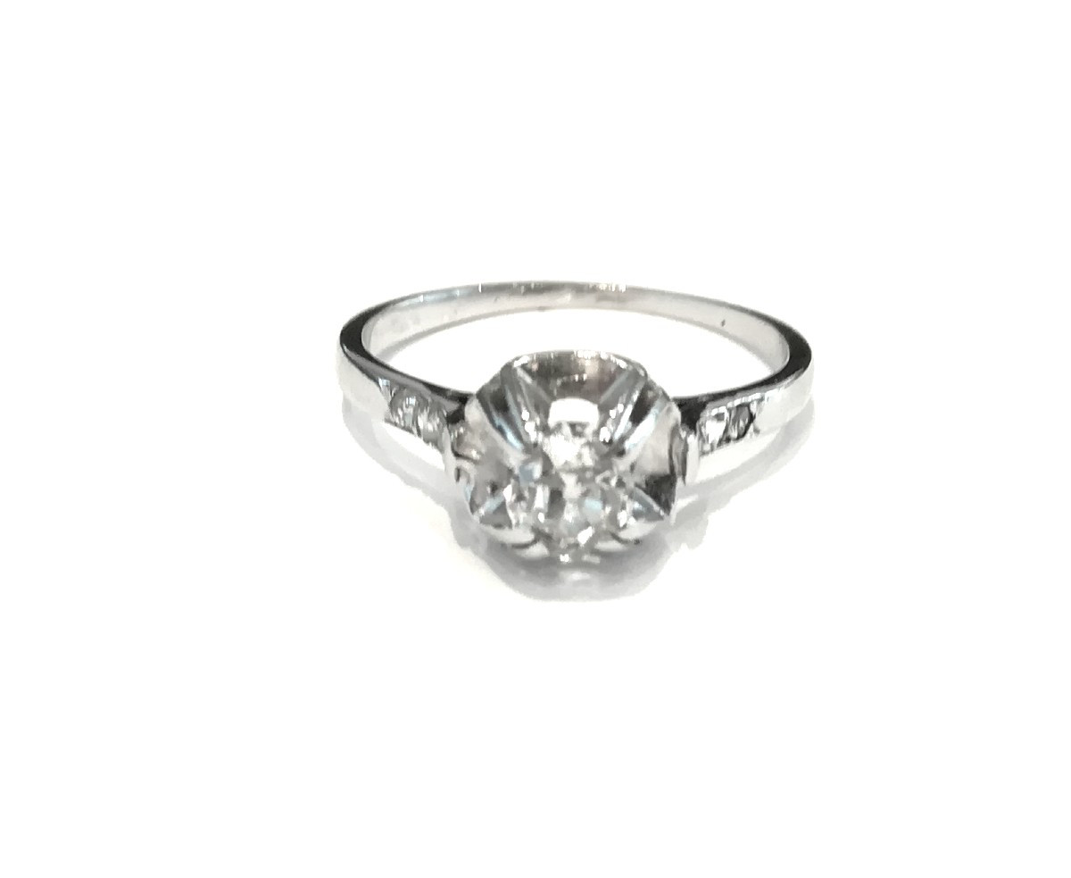 Solitaire ancien Diamant Platine