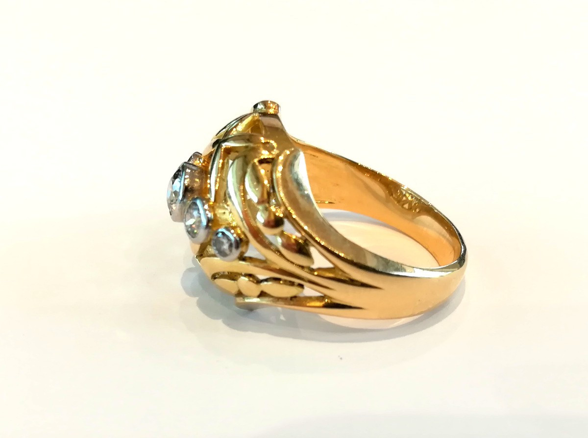 Bague Jonc Ancienne Diamants -photo-2