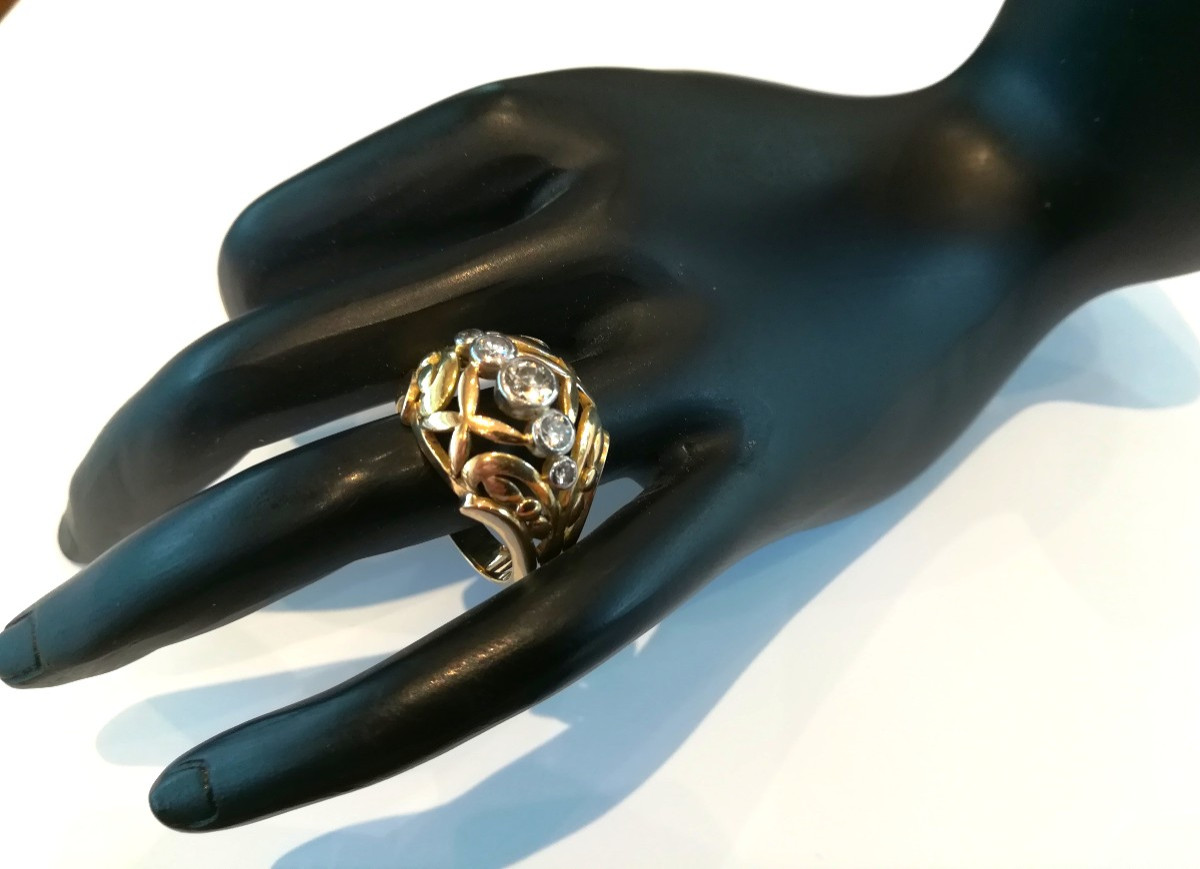 Bague Jonc Ancienne Diamants -photo-3