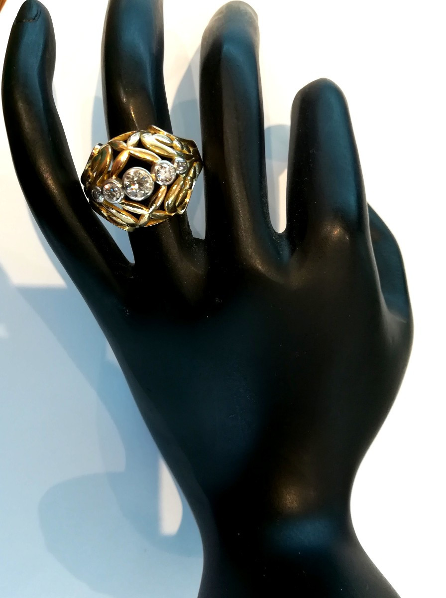 Bague Jonc Ancienne Diamants -photo-4