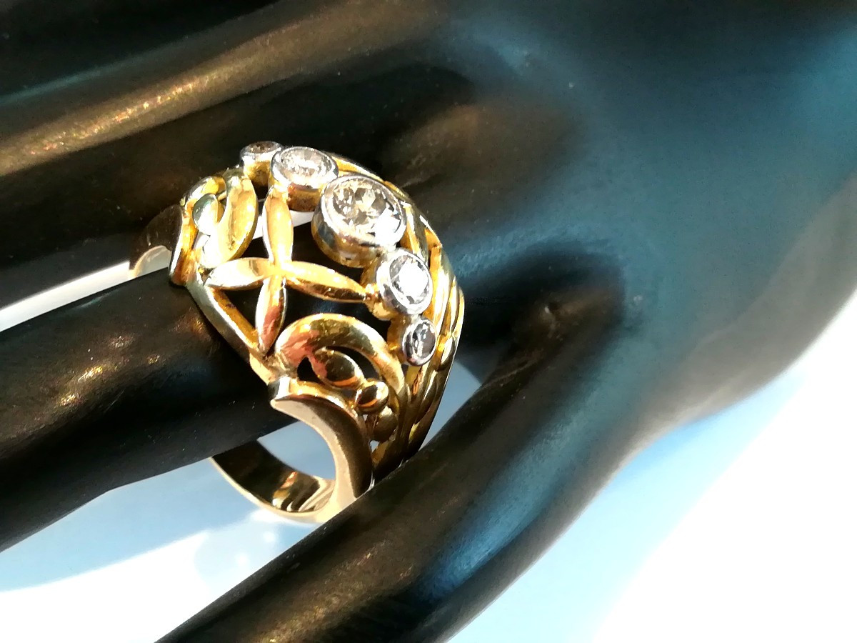 Bague Jonc Ancienne Diamants -photo-5