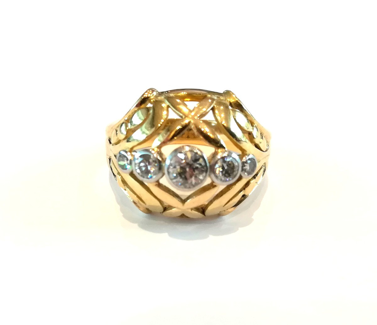 Bague Jonc Ancienne Diamants 