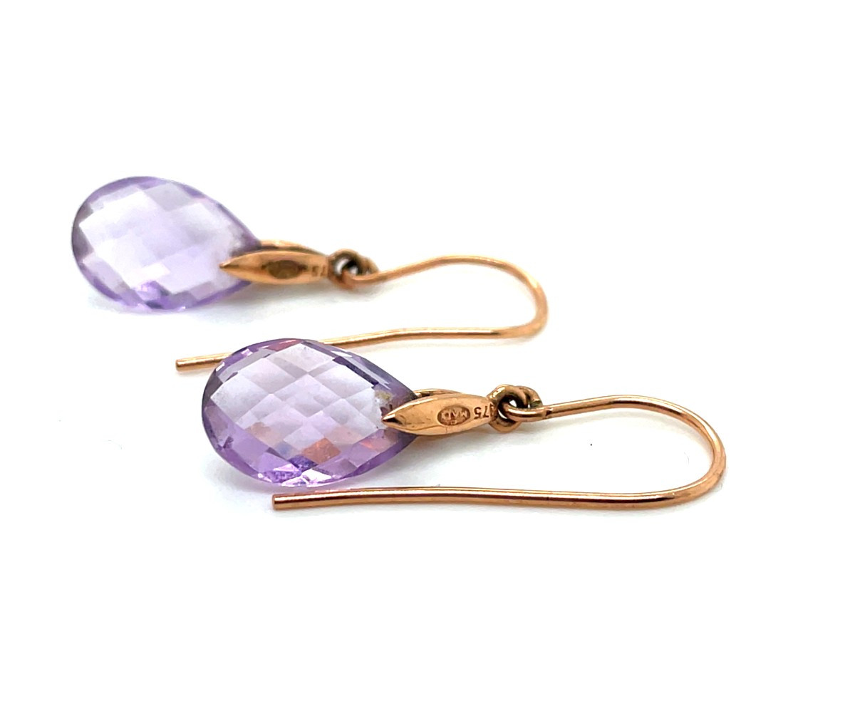Paire de Boucles d Oreille Or Rose Améthystes-photo-2