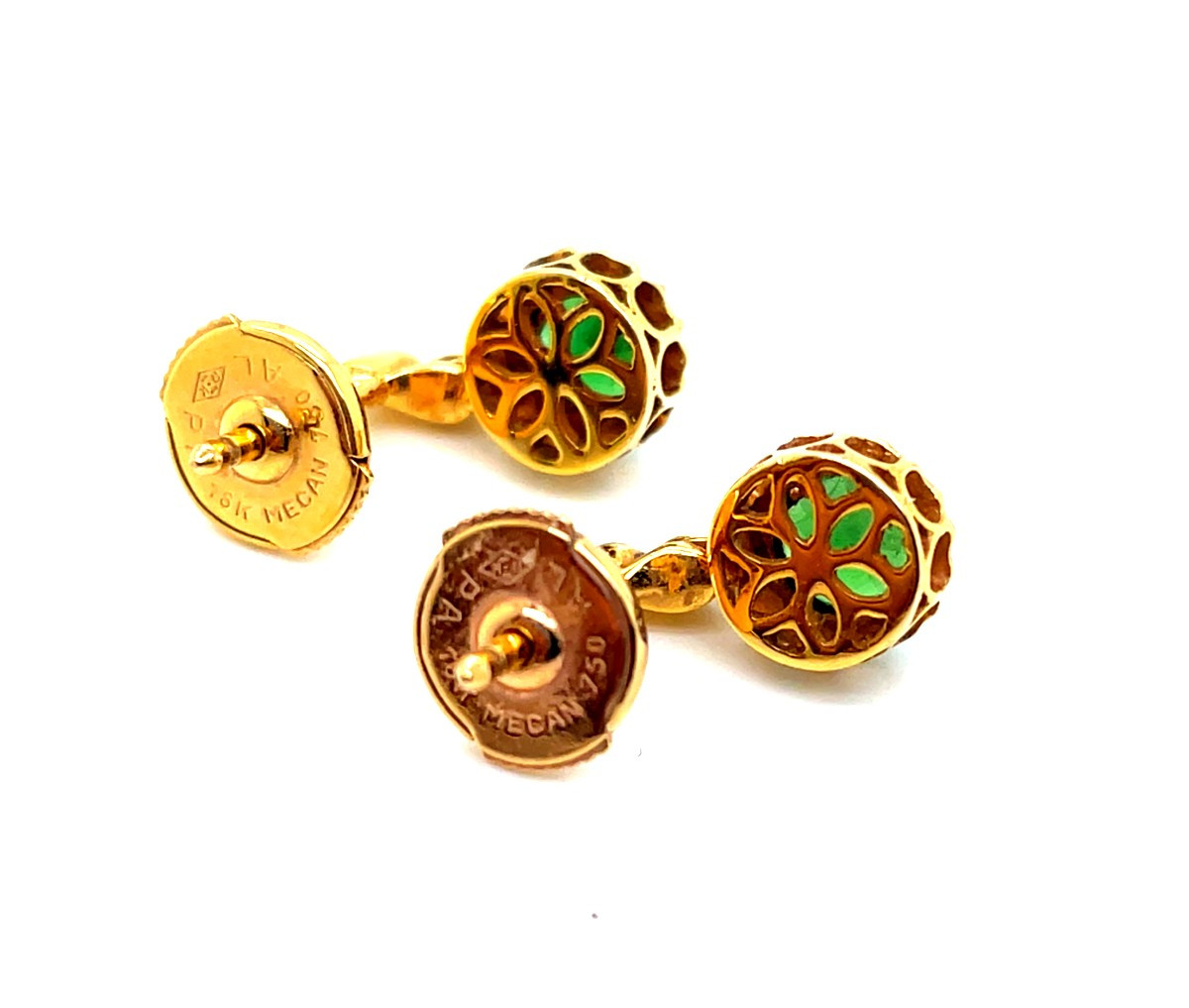 Pair Of Selim Mouzannar Earrings In Rose Gold, Garnet, Tsavorite, And Diamonds-photo-2