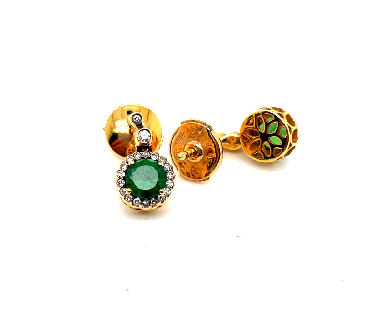 Pair Of Selim Mouzannar Earrings In Rose Gold, Garnet, Tsavorite, And Diamonds-photo-3