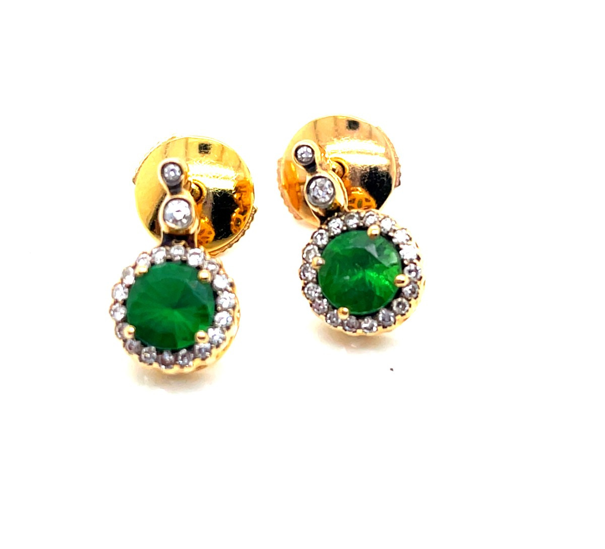 Pair Of Selim Mouzannar Earrings In Rose Gold, Garnet, Tsavorite, And Diamonds