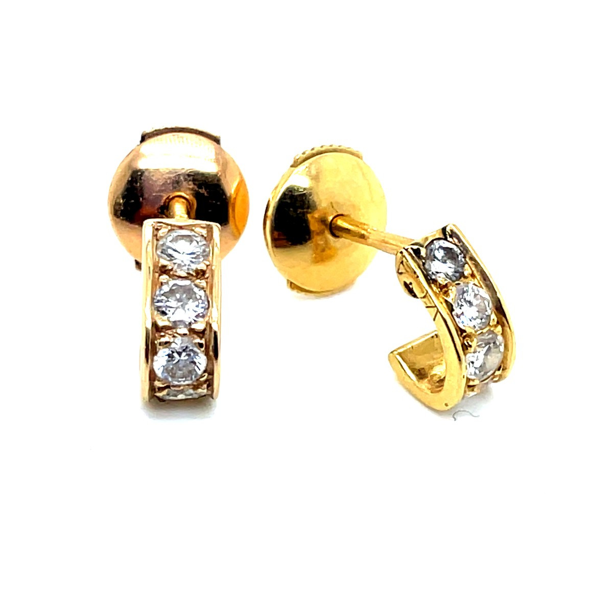Pair Of Van Cleef & Arpels Diamond Yellow Gold Half Hoop Earrings-photo-2