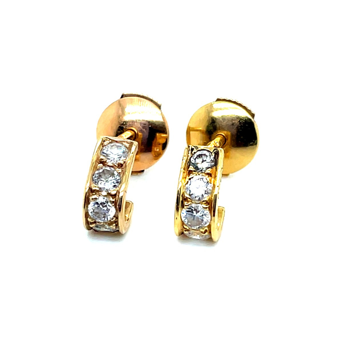 Pair Of Van Cleef & Arpels Diamond Yellow Gold Half Hoop Earrings