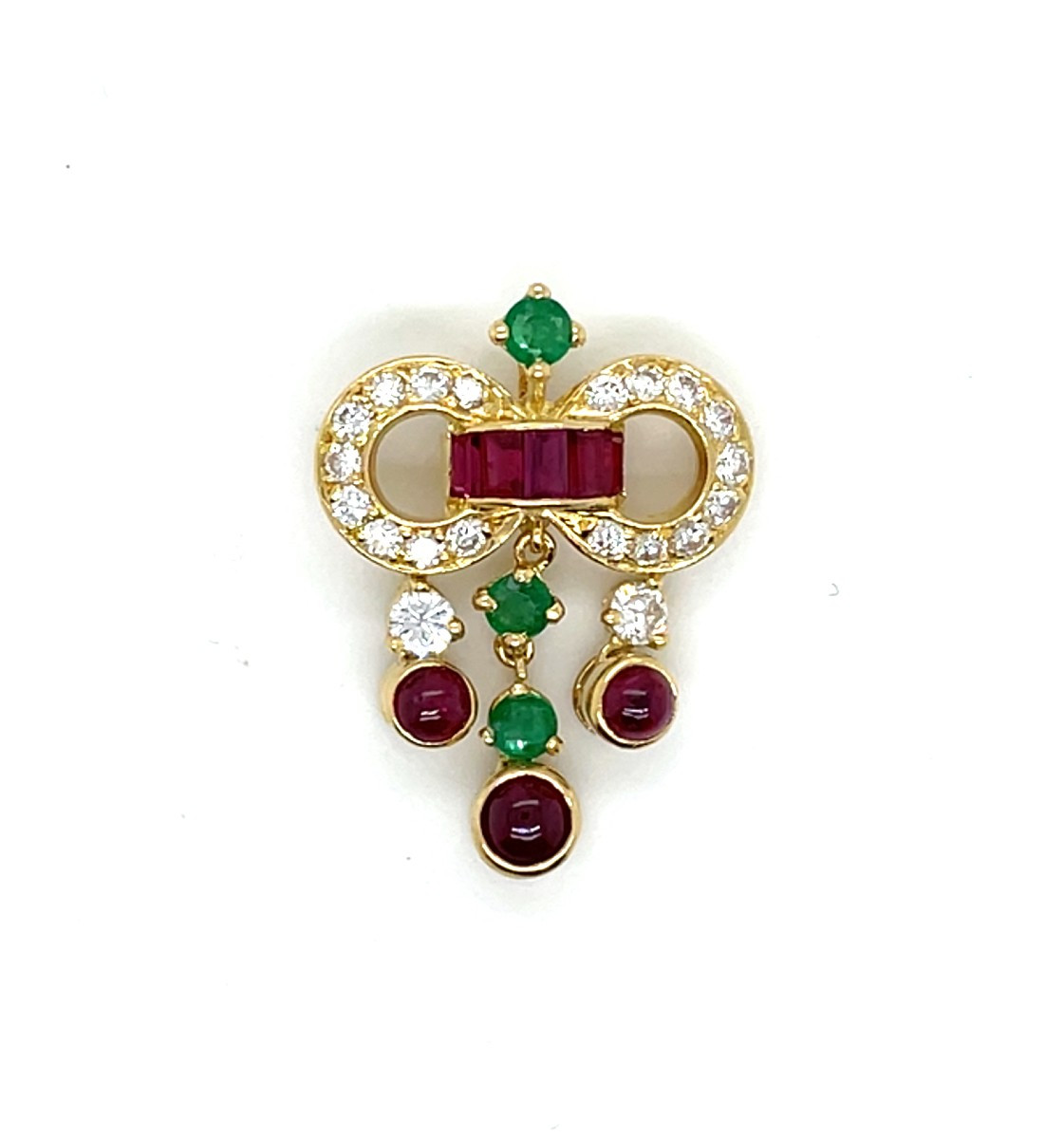Ruby, Emerald, And Diamond Pendant