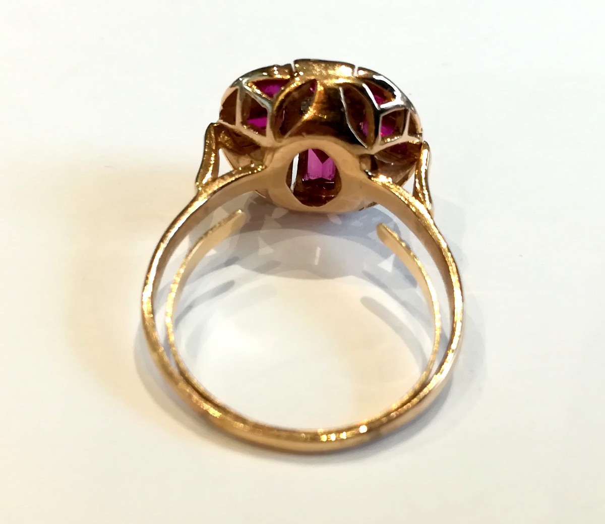 Antique Two-tone Gold Diamond Ring-photo-3