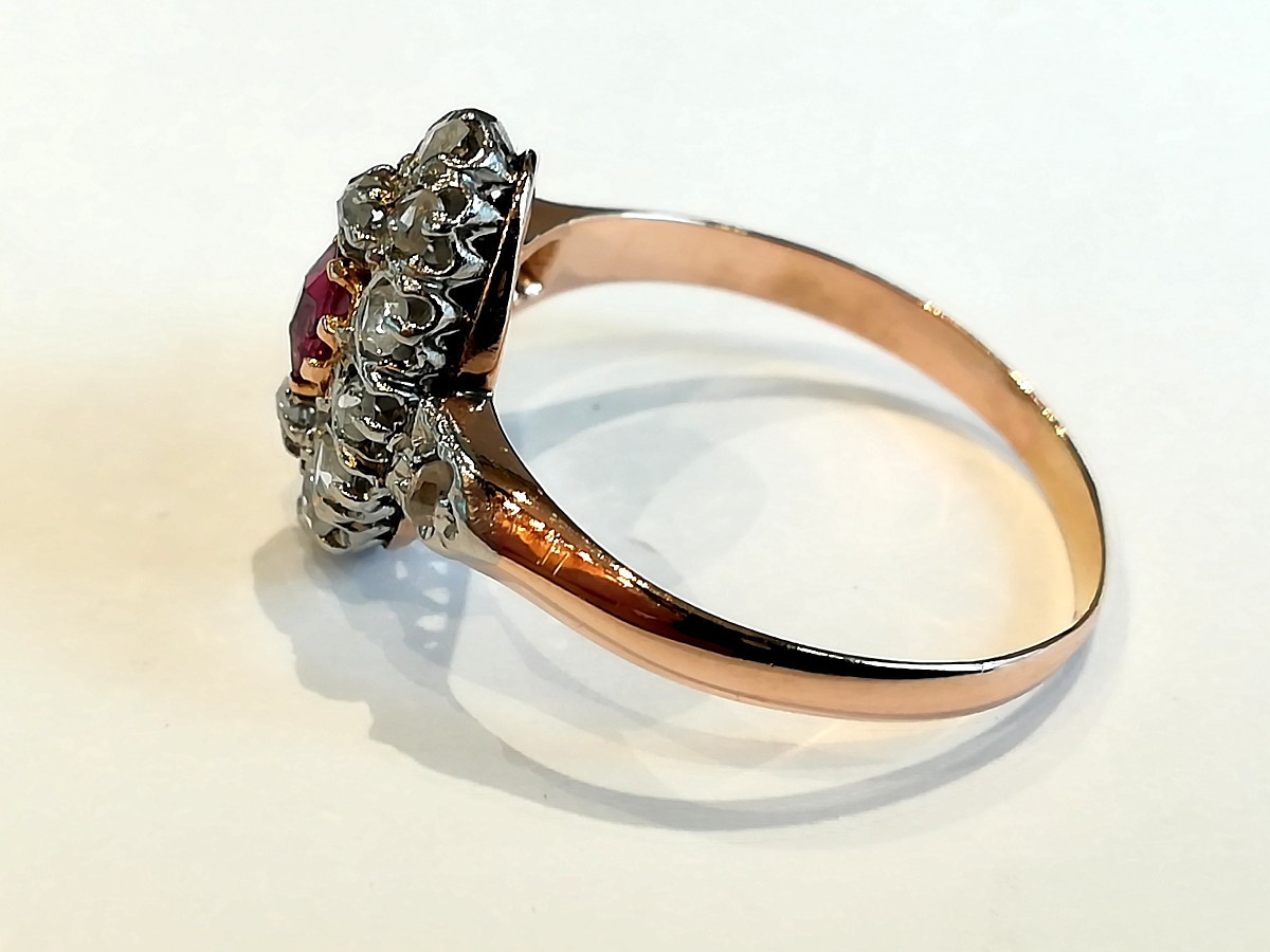Antique Marquise Ring With Ruby And Diamonds-photo-4