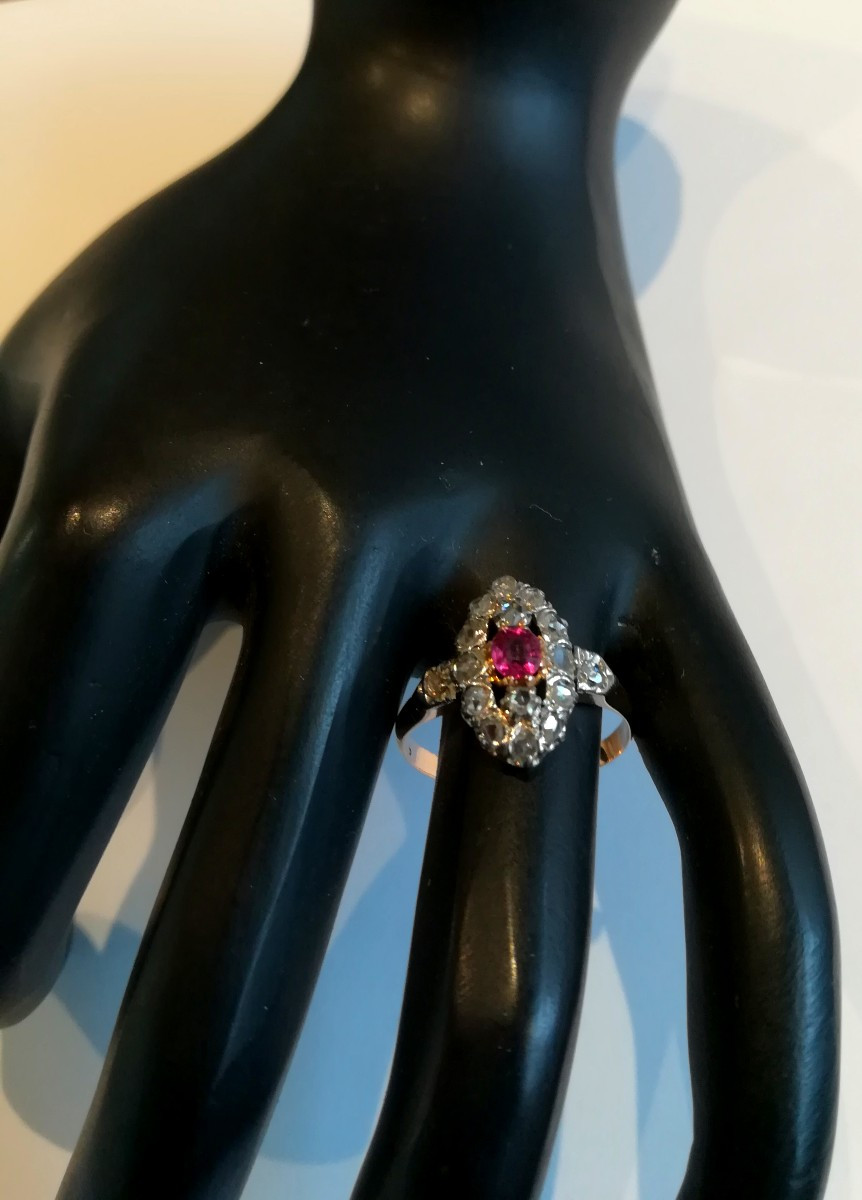 Antique Marquise Ring With Ruby And Diamonds-photo-2