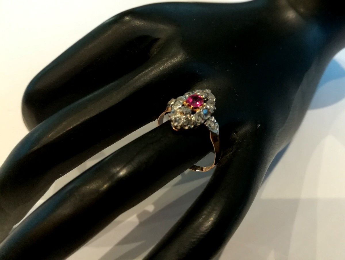 Antique Marquise Ring With Ruby And Diamonds-photo-3