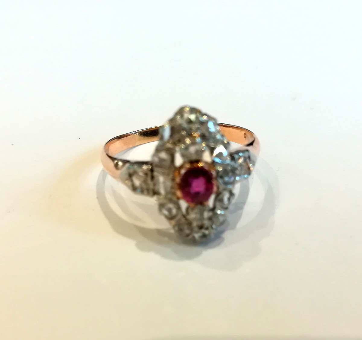 Antique Marquise Ring With Ruby And Diamonds