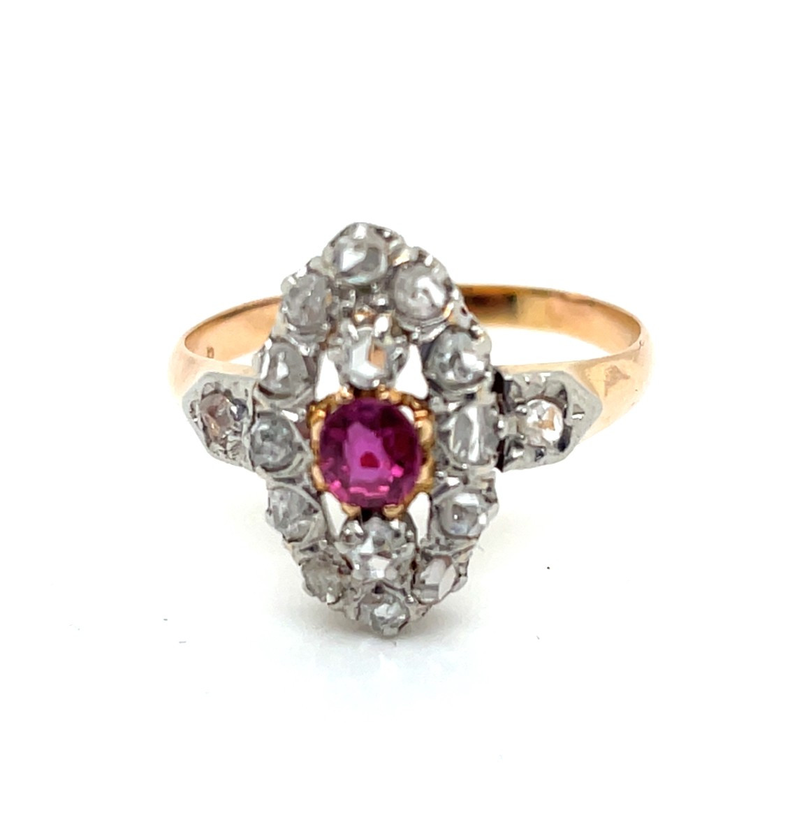 Antique Marquise Ring With Ruby And Diamonds