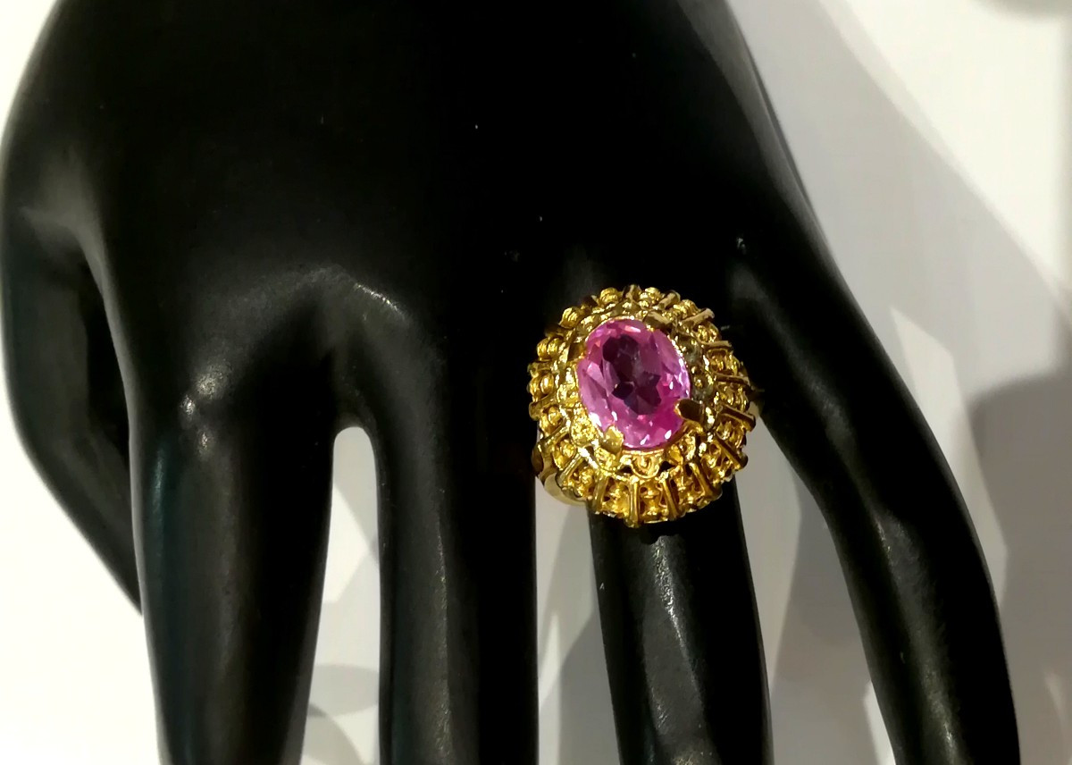 Vintage Yellow Gold Ring With Rose Stone-photo-1