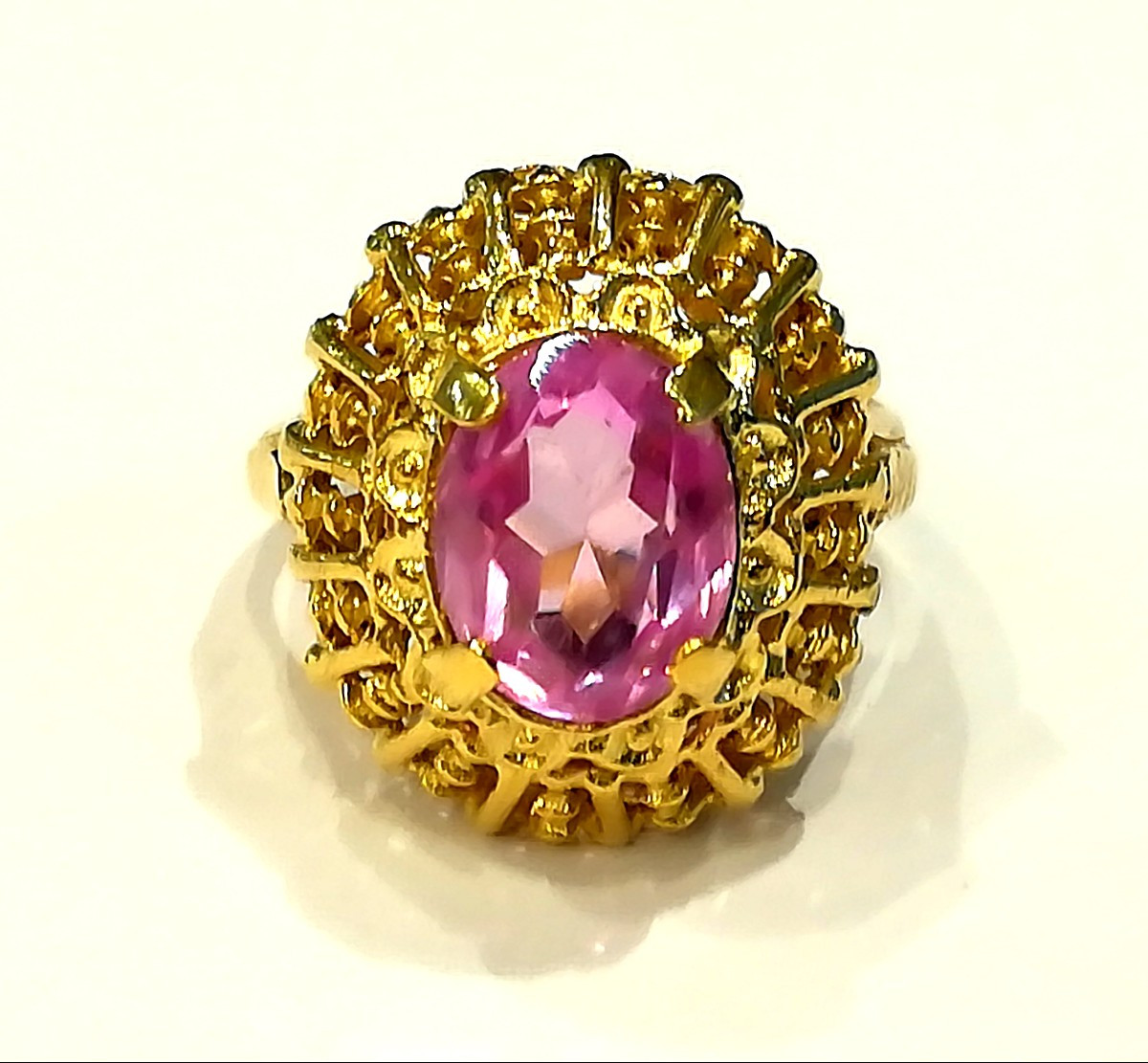 Vintage Yellow Gold Ring With Rose Stone