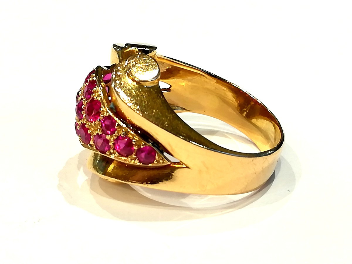 Bague Tank Or Rose Rubis-photo-2