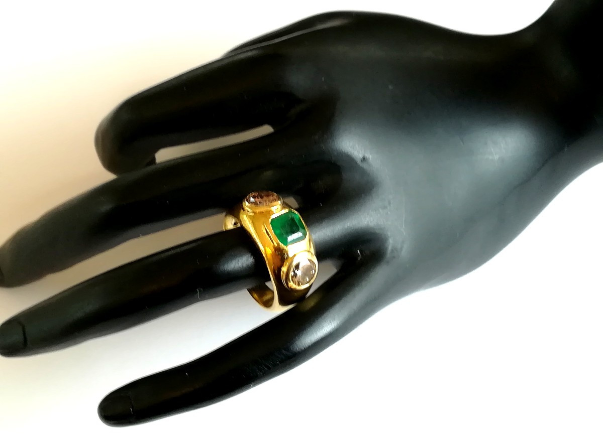 Emerald And Diamond Bangle Ring-photo-4