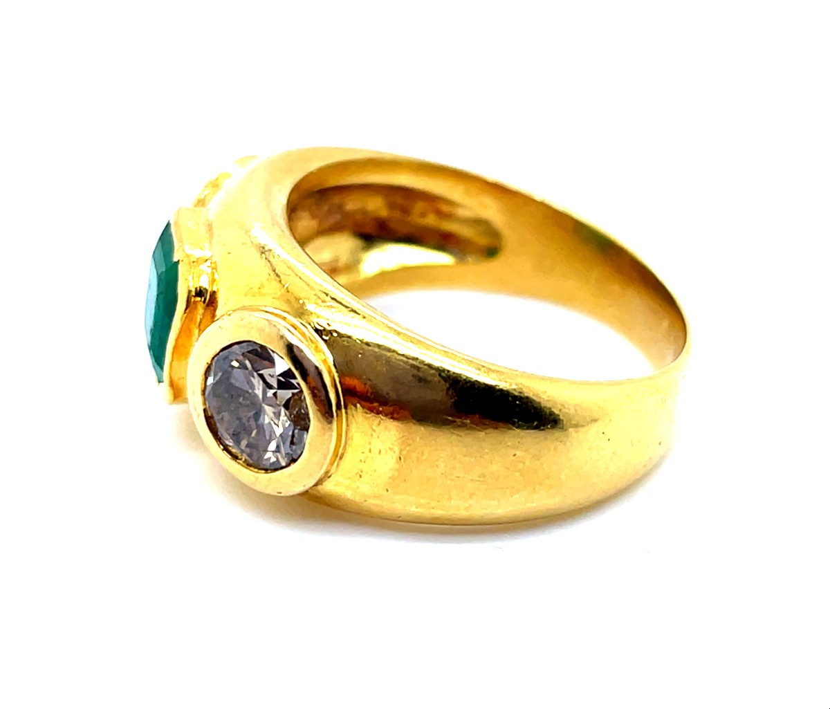 Emerald And Diamond Bangle Ring-photo-2