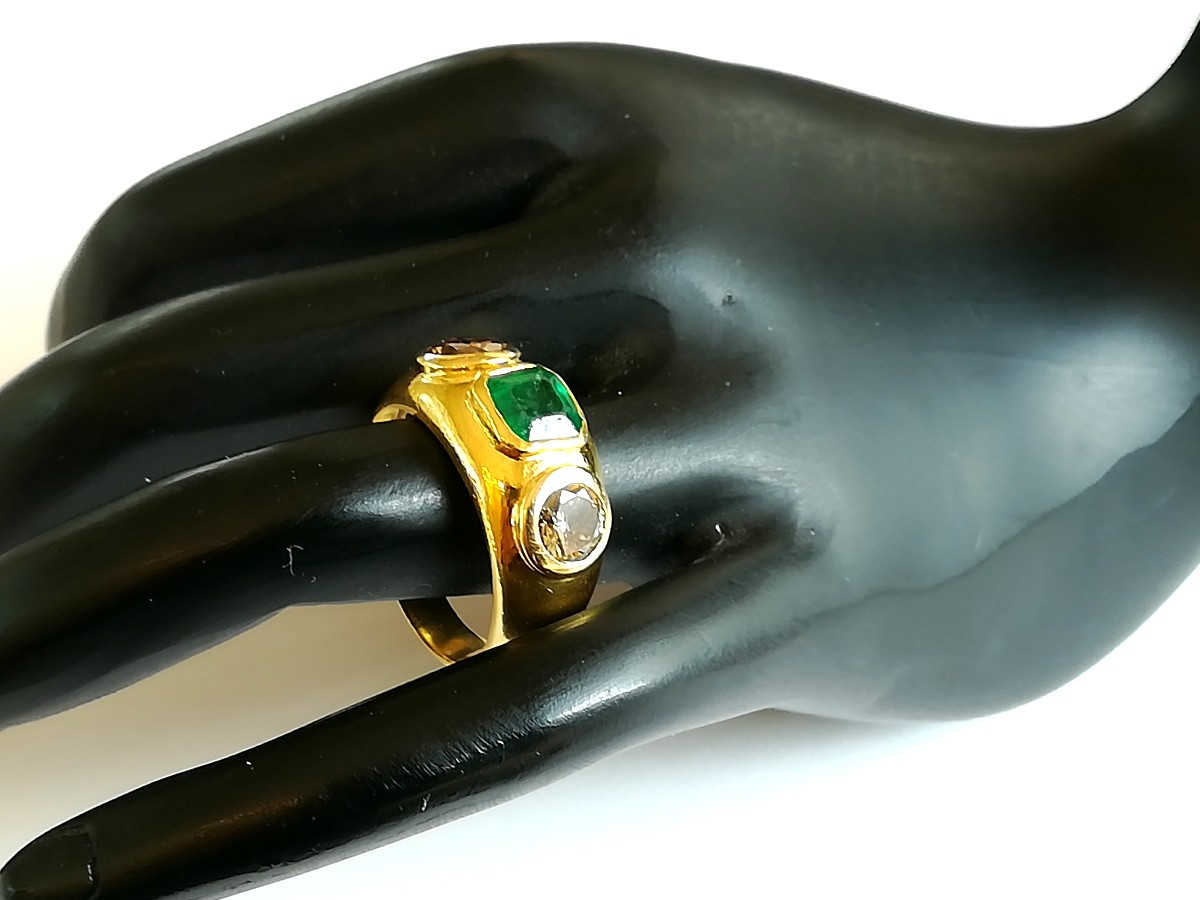 Emerald And Diamond Bangle Ring-photo-1