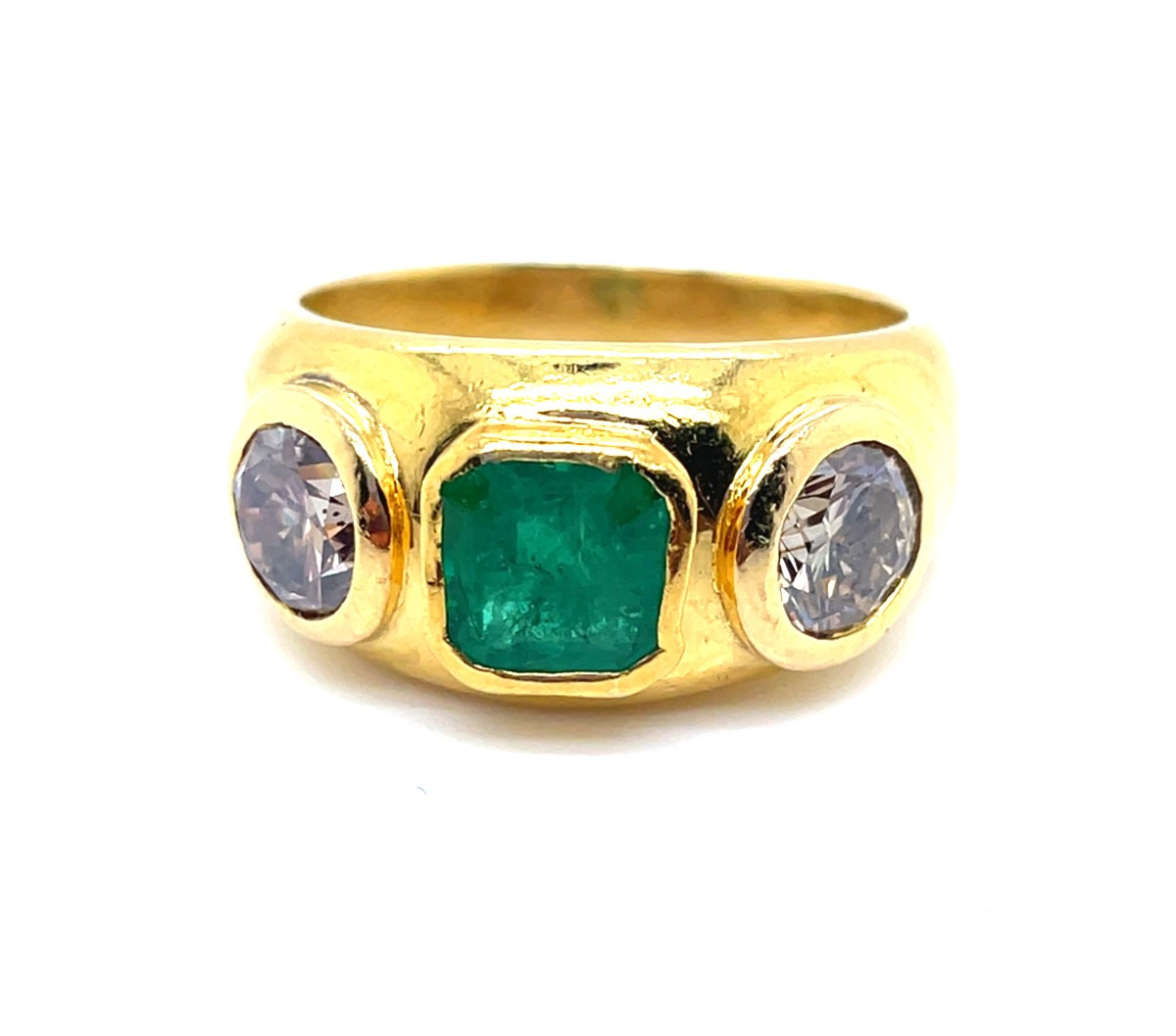 Emerald And Diamond Bangle Ring