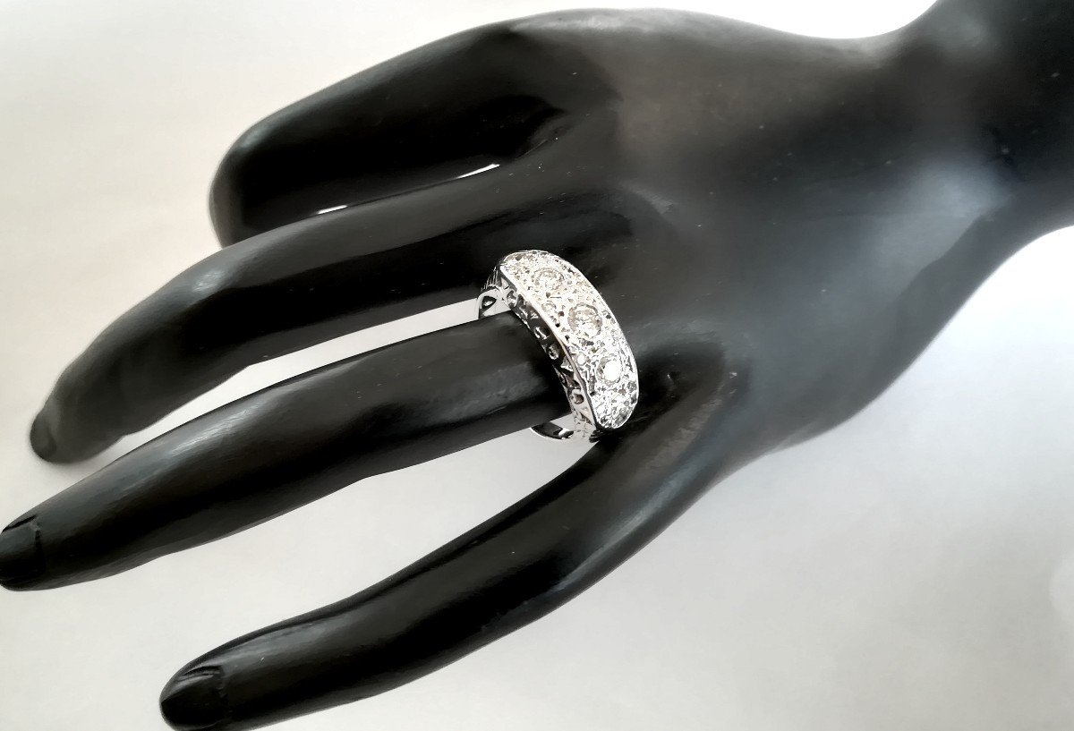 Antique White Gold And Diamond Garter Ring-photo-2