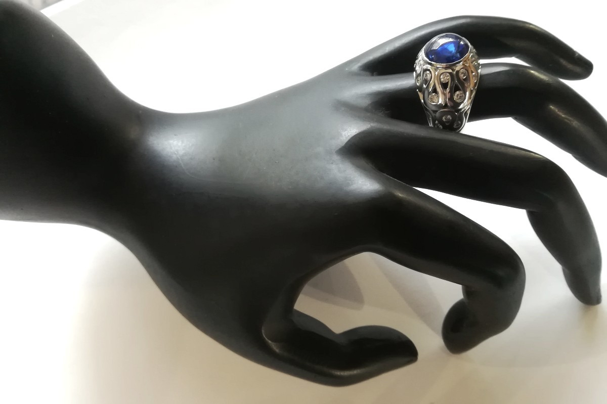 Sapphire And Diamond Dome Ring-photo-2