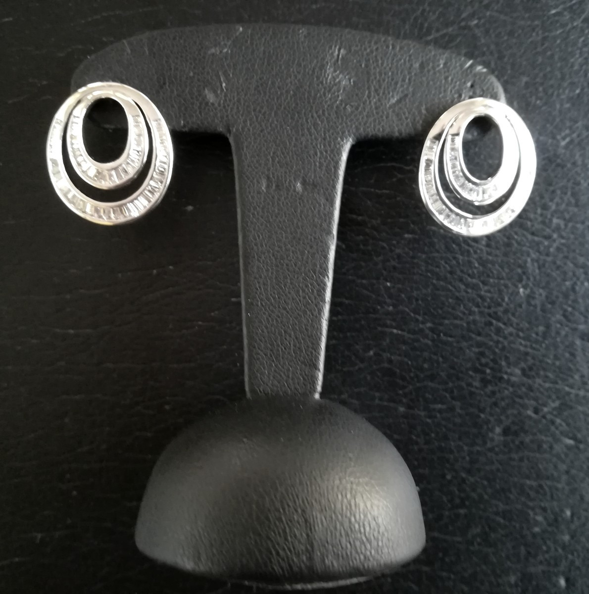 Pair Of White Gold Diamond Baguette Earrings-photo-1