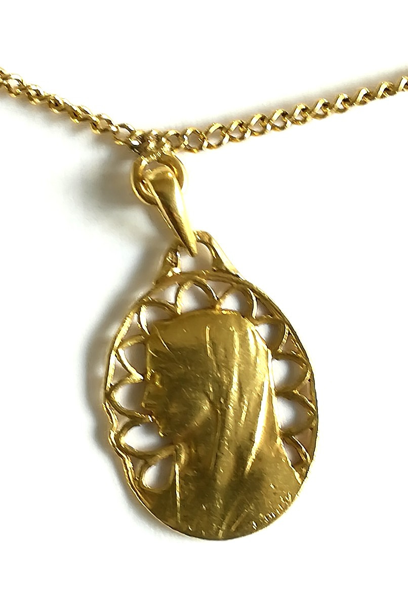 Yellow Gold Medal Necklace-photo-2