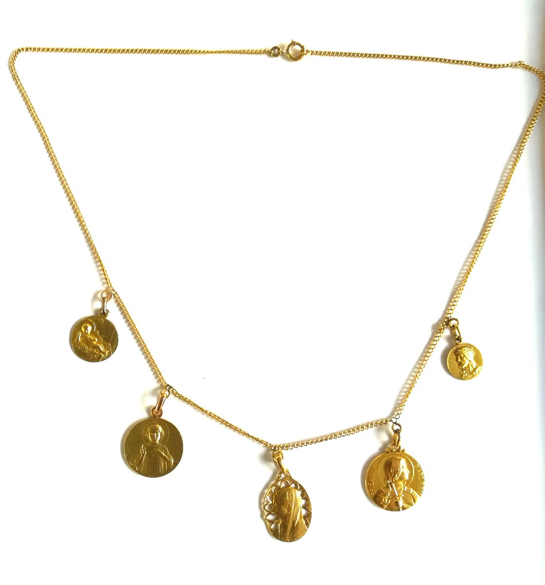 Yellow Gold Medal Necklace