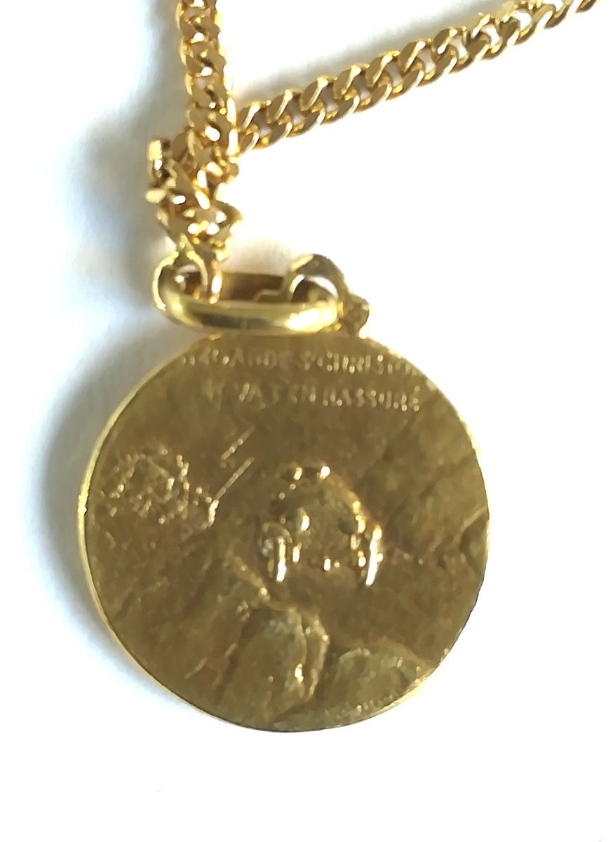 Yellow Gold Necklace 3 Religious Medals-photo-3