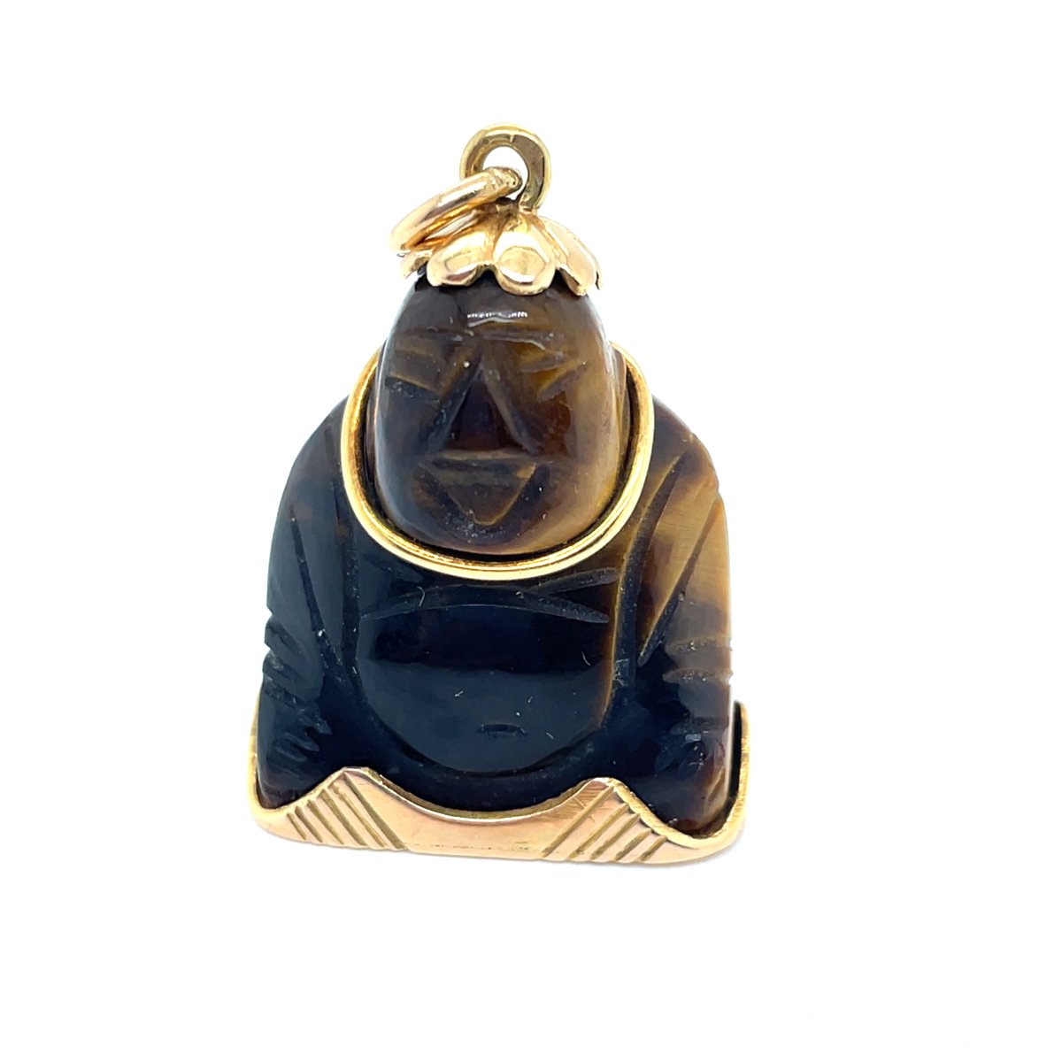 Yellow Gold And Tiger Eye Bouddah