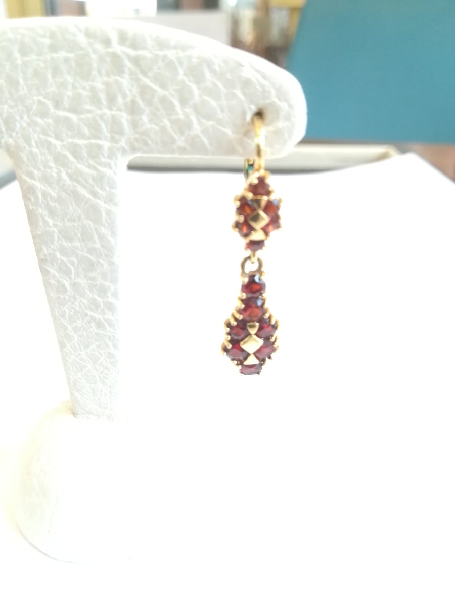 Yellow Gold Garnet Girandoles Bracelet And Earrings Set-photo-5