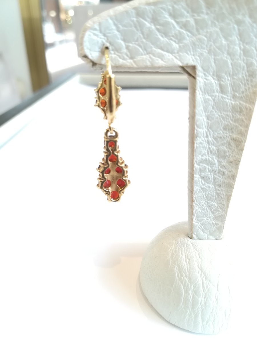 Yellow Gold Garnet Girandoles Bracelet And Earrings Set-photo-6