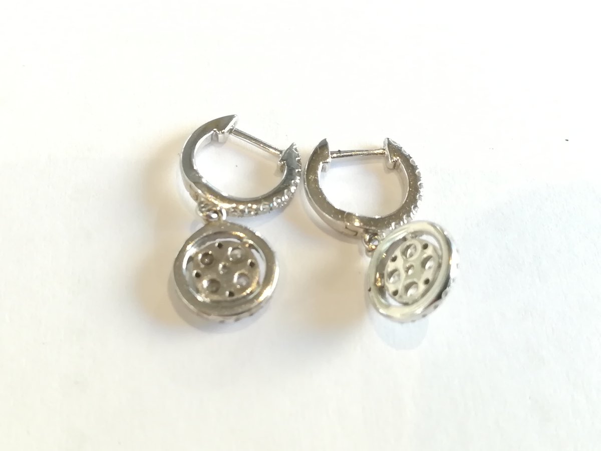 Boucles d Oreille Dormeuses Or Blanc Diamants-photo-2