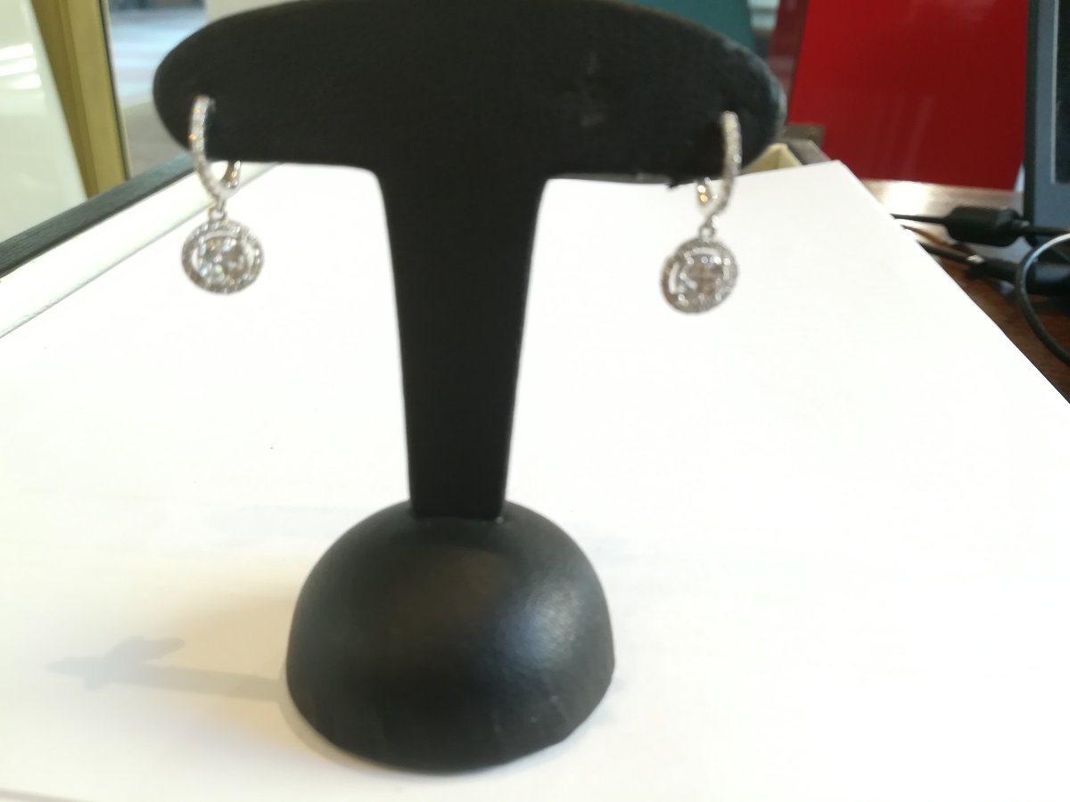 Boucles d Oreille Dormeuses Or Blanc Diamants-photo-3