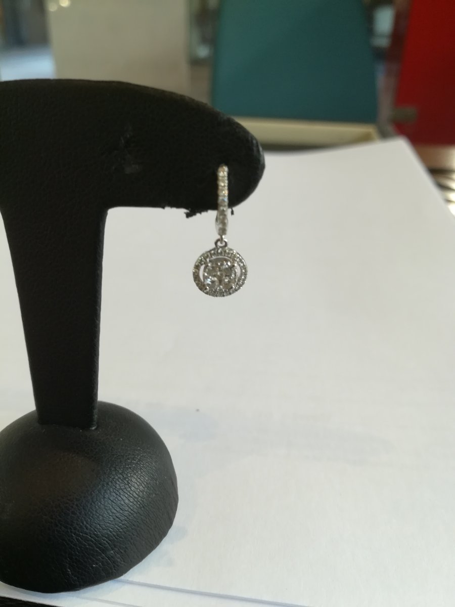 Boucles d Oreille Dormeuses Or Blanc Diamants-photo-1