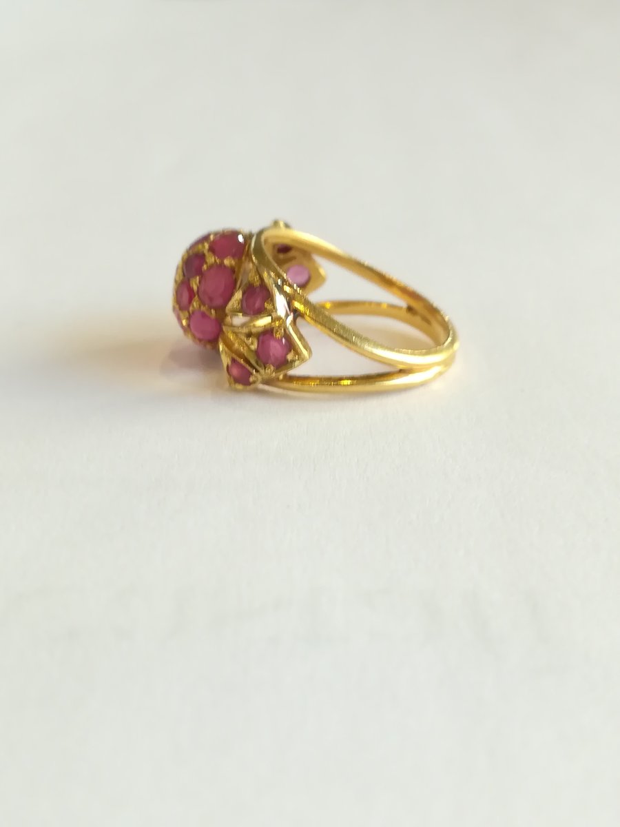 Bague Boule Or Jaune Rubis-photo-2